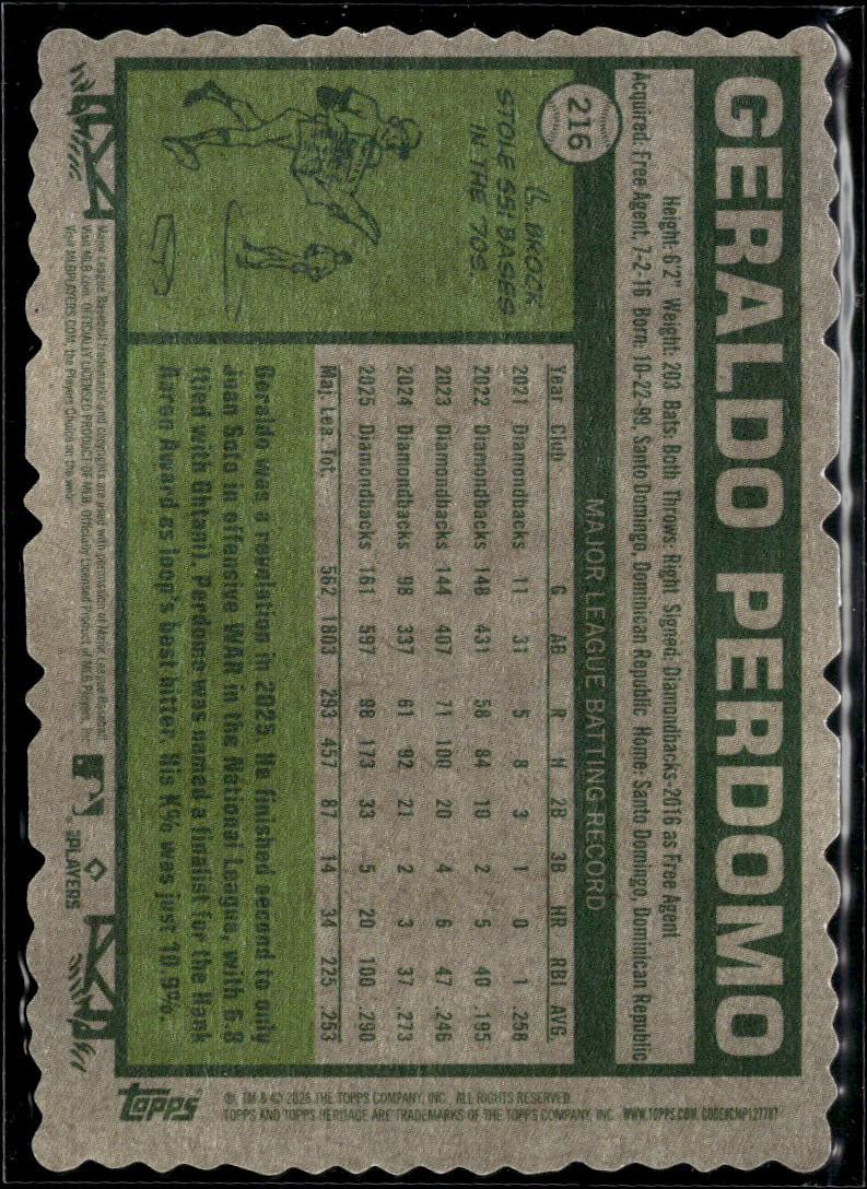 Geraldo Perdomo 2026 Topps Heritage Deckle Edge SSP Arizona Diamondbacks