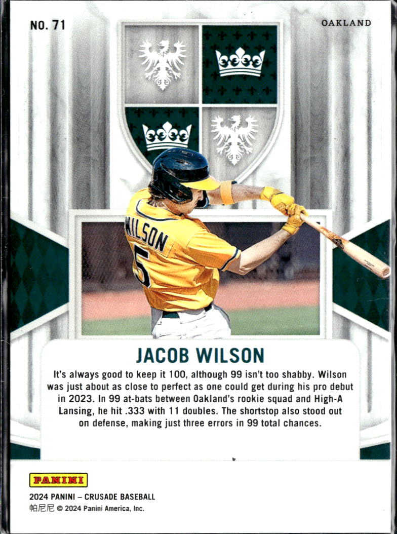 Jacob Wilson 2024 Panini Crusade Red 164/299 Oakland Athletics