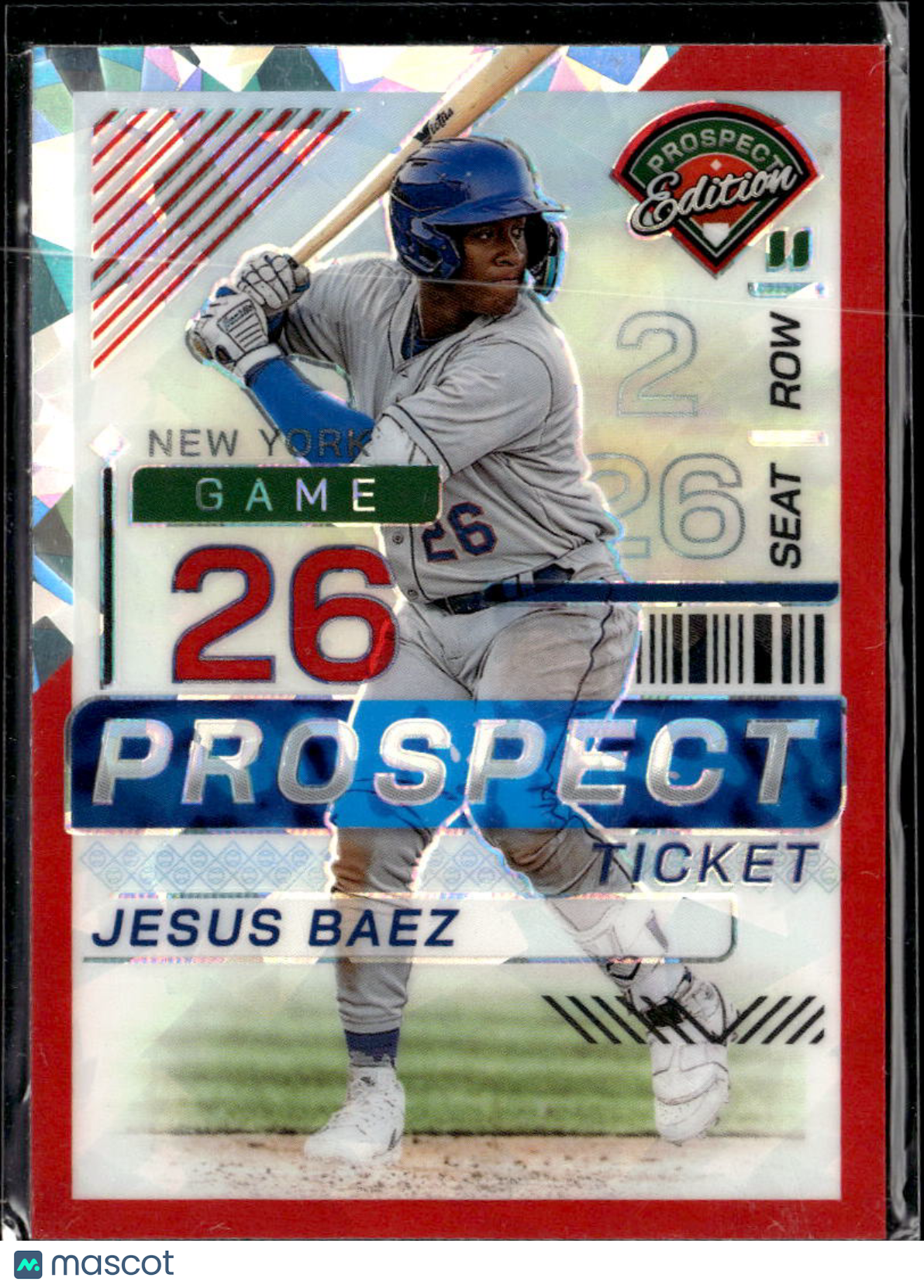 Jesus Baez 2024 Panini Prospect Edition Prizm Red Cracked Ice New York Mets