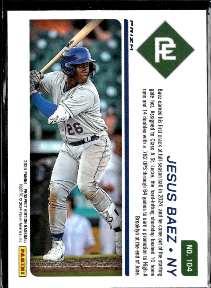 Jesus Baez 2024 Panini Prospect Edition Prizm Red Cracked Ice New York Mets