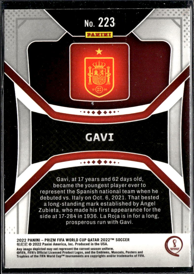 Gavi 2022 Panini Prizm FIFA World Cup Qatar RC Rookie  Spain