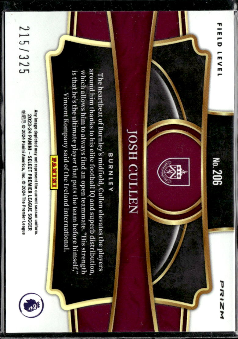 Josh Cullen 2024 Select RC Field Level Pink /325 Burnley