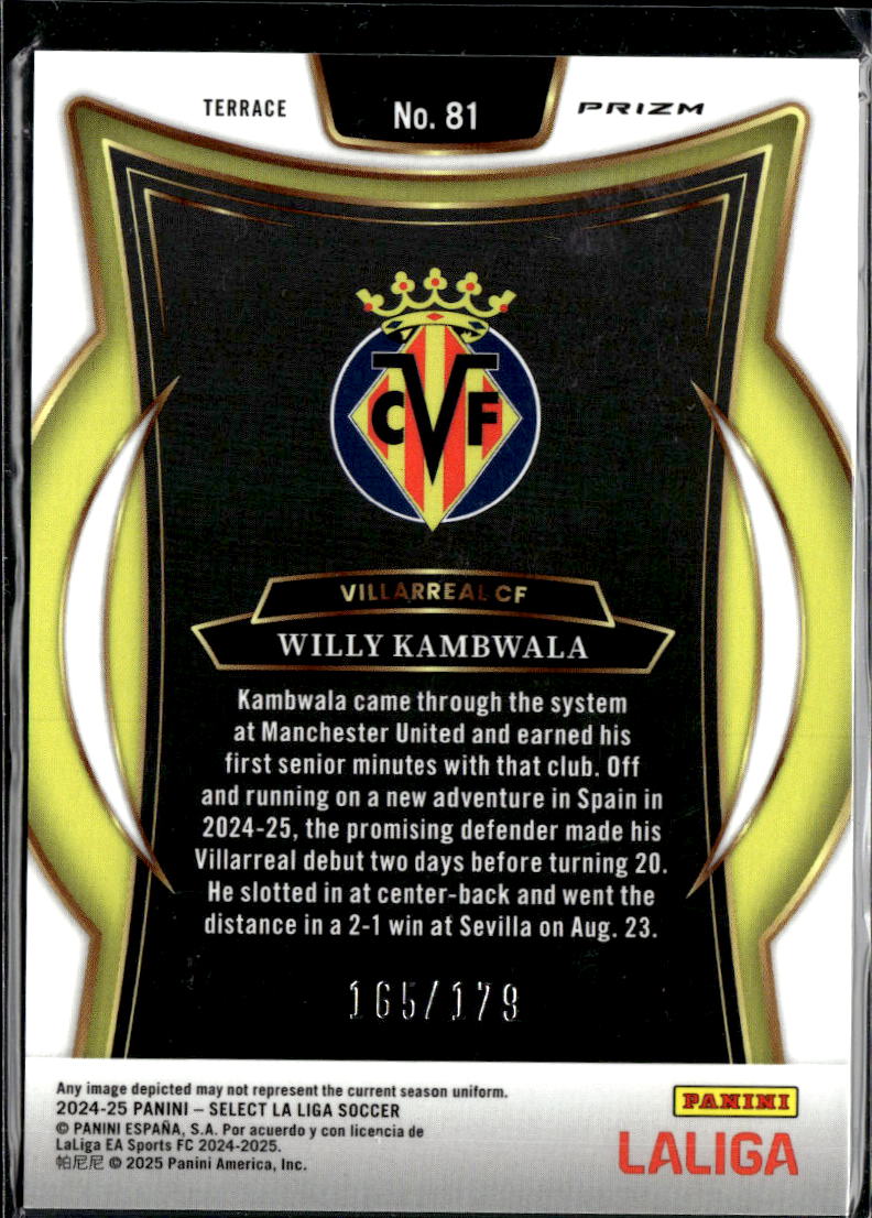 Willy Kambwala 2025 Panini Select Terrace Prizm /179 Villarreal CF
