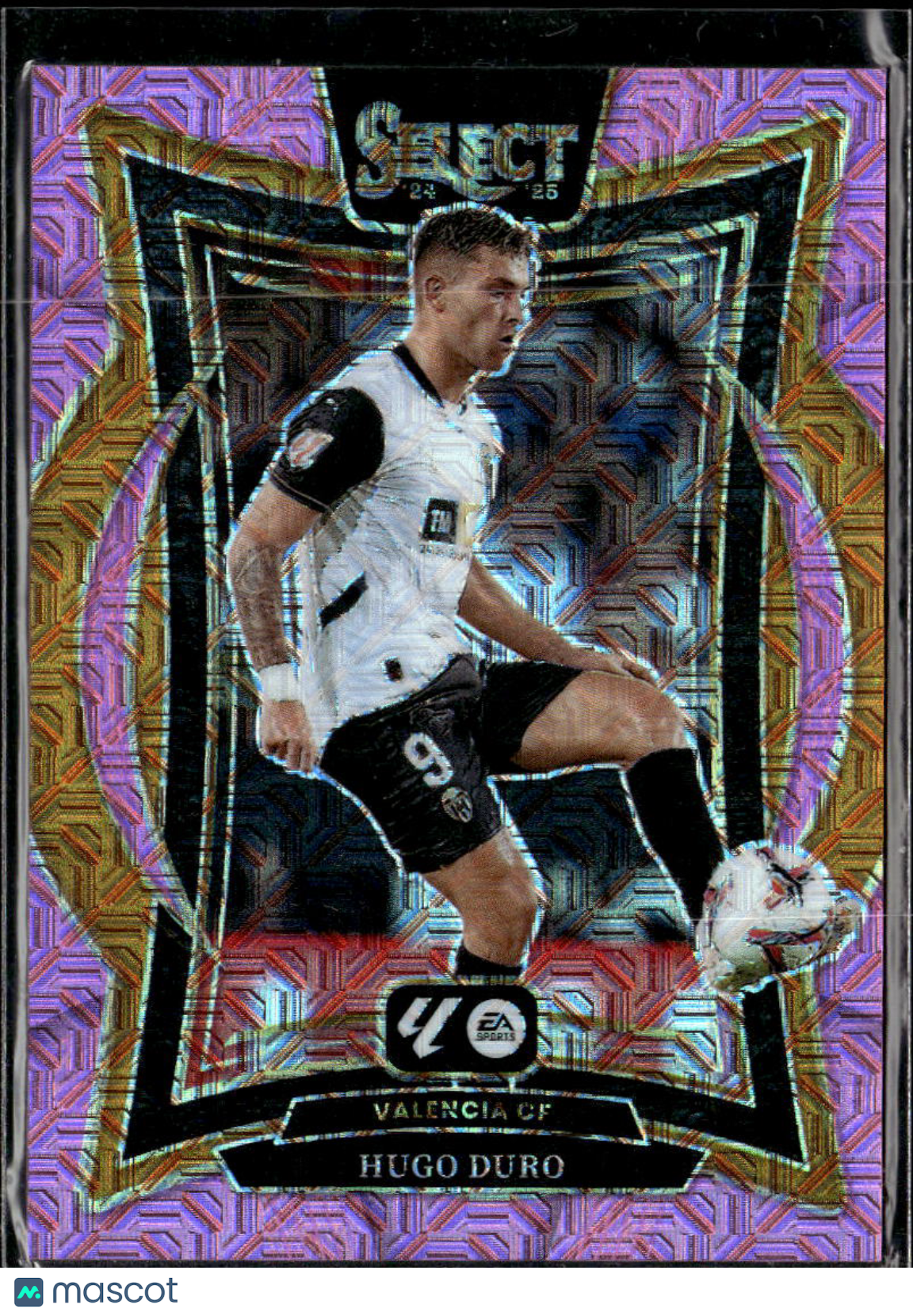 Hugo Duro 2025 Panini Select La Liga Purple Mojo /179 Valencia CF