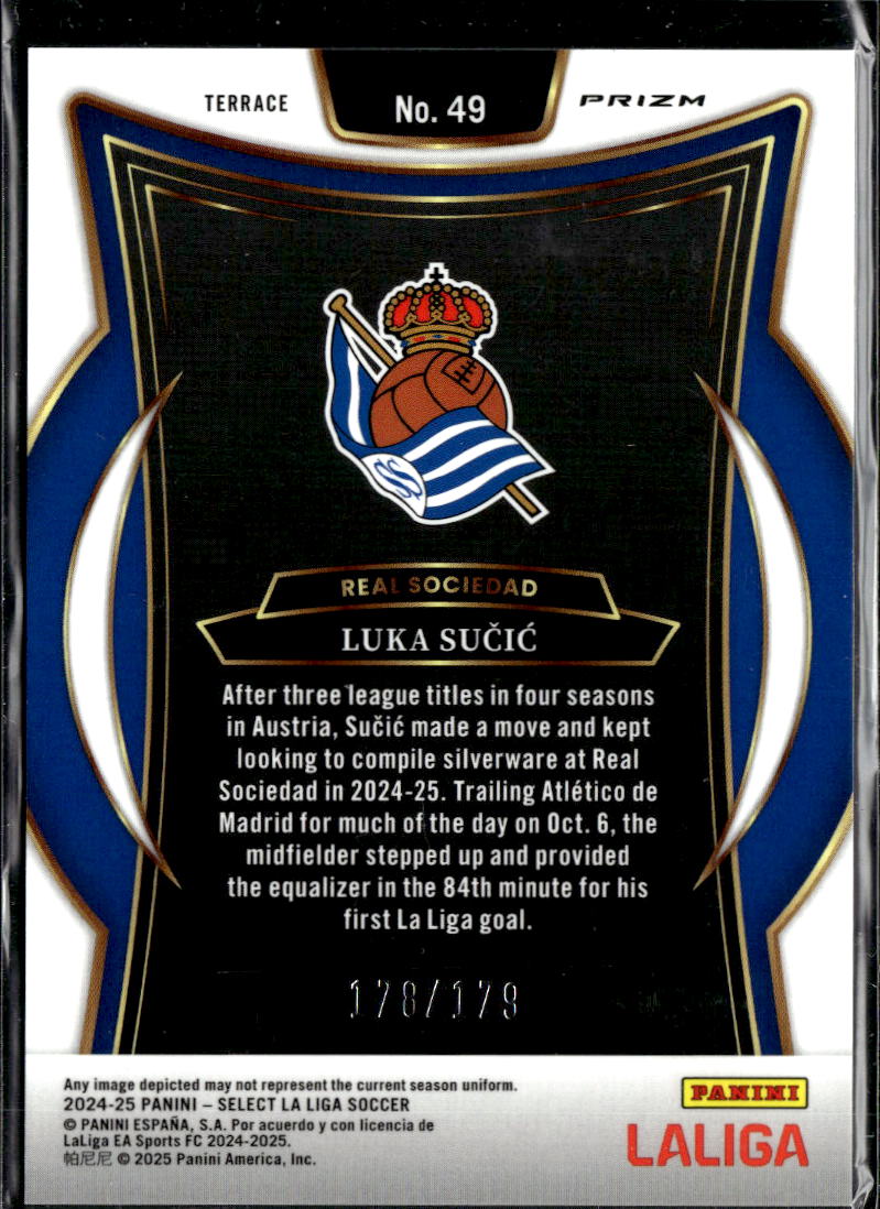 Luka Sučić 2025 Panini Select La Liga Soccer Purple Mojo /179 Real Sociedad