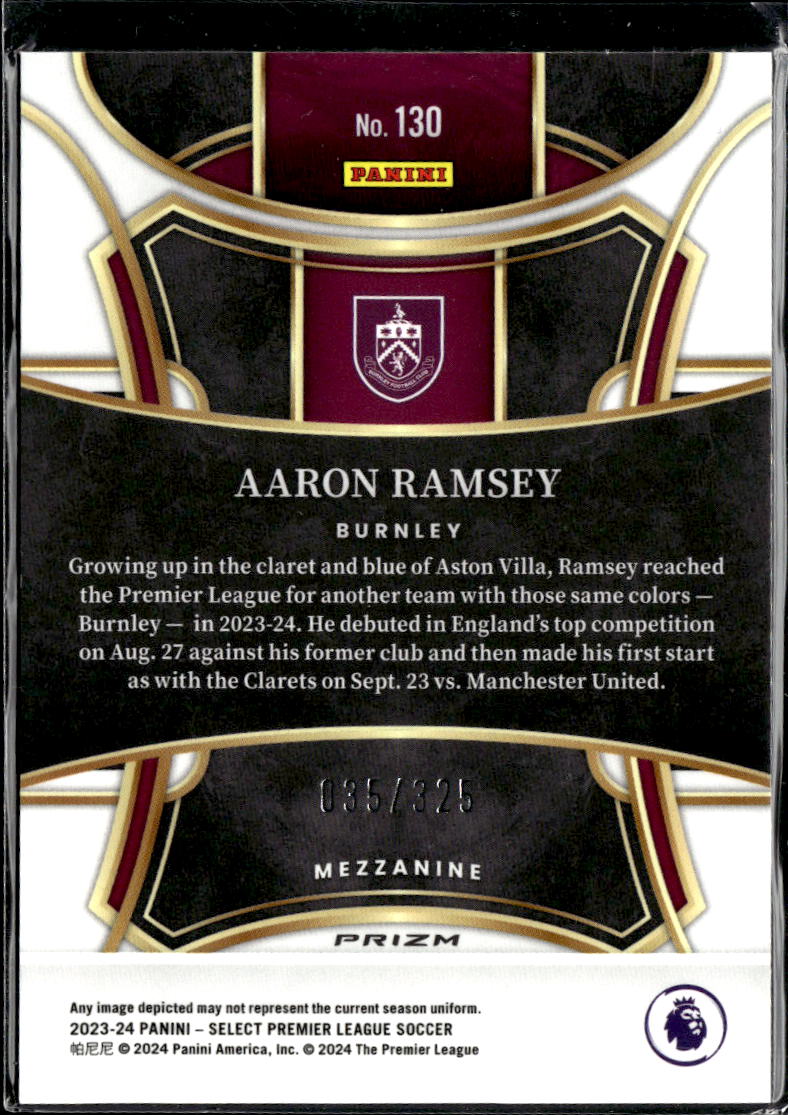Aaron Ramsey 2024 Select Premier  Soccer RC Mezzanine Pink /325 Burnley