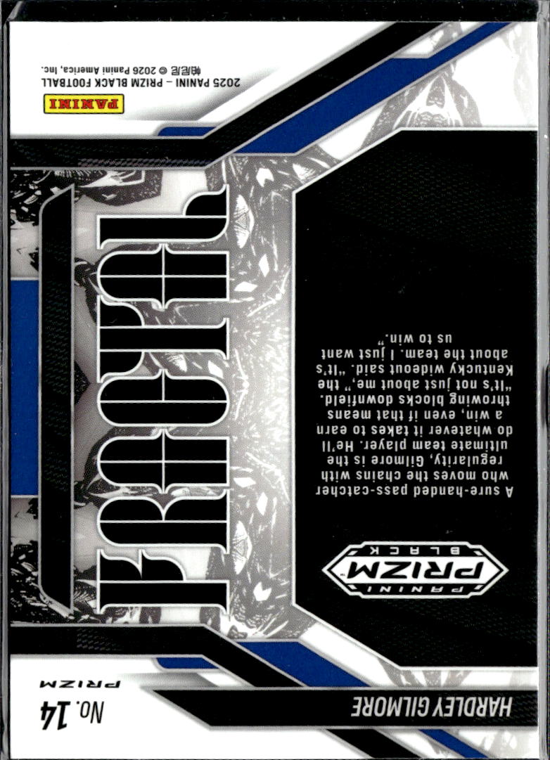 Hardley Gilmore 2025 Panini Prizm Black Fractal Rookie RC Kentucky Wildcats
