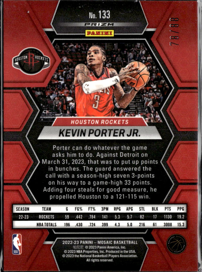 Kevin Porter Jr. 2023 Mosaic Red Yellow /88 Houston Rockets