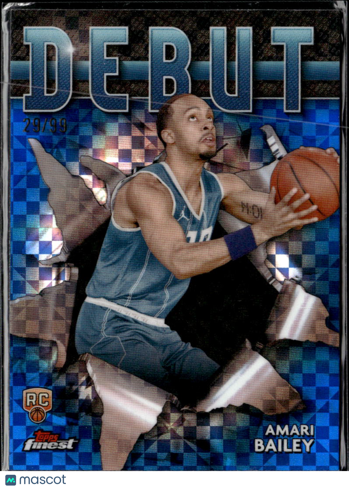 Amari Bailey 2024 Topps Finest Debut RC Blue 29/99 Charlotte Hornets