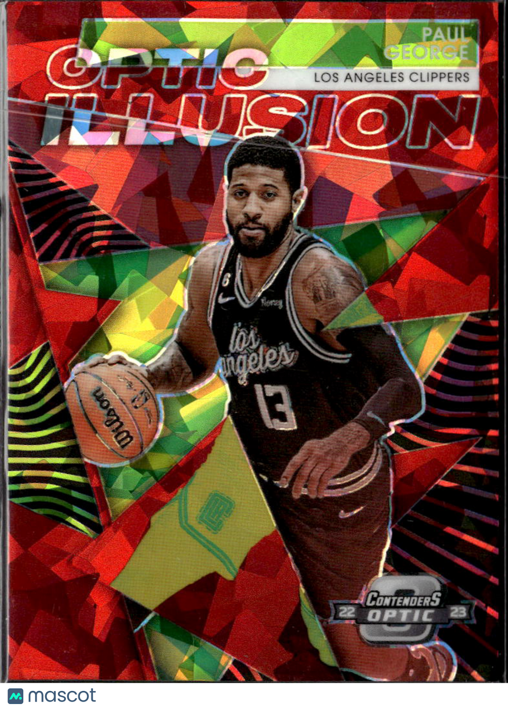 Paul George 2023 Contenders Optic Illusion Red Ice Los Angeles Clippers