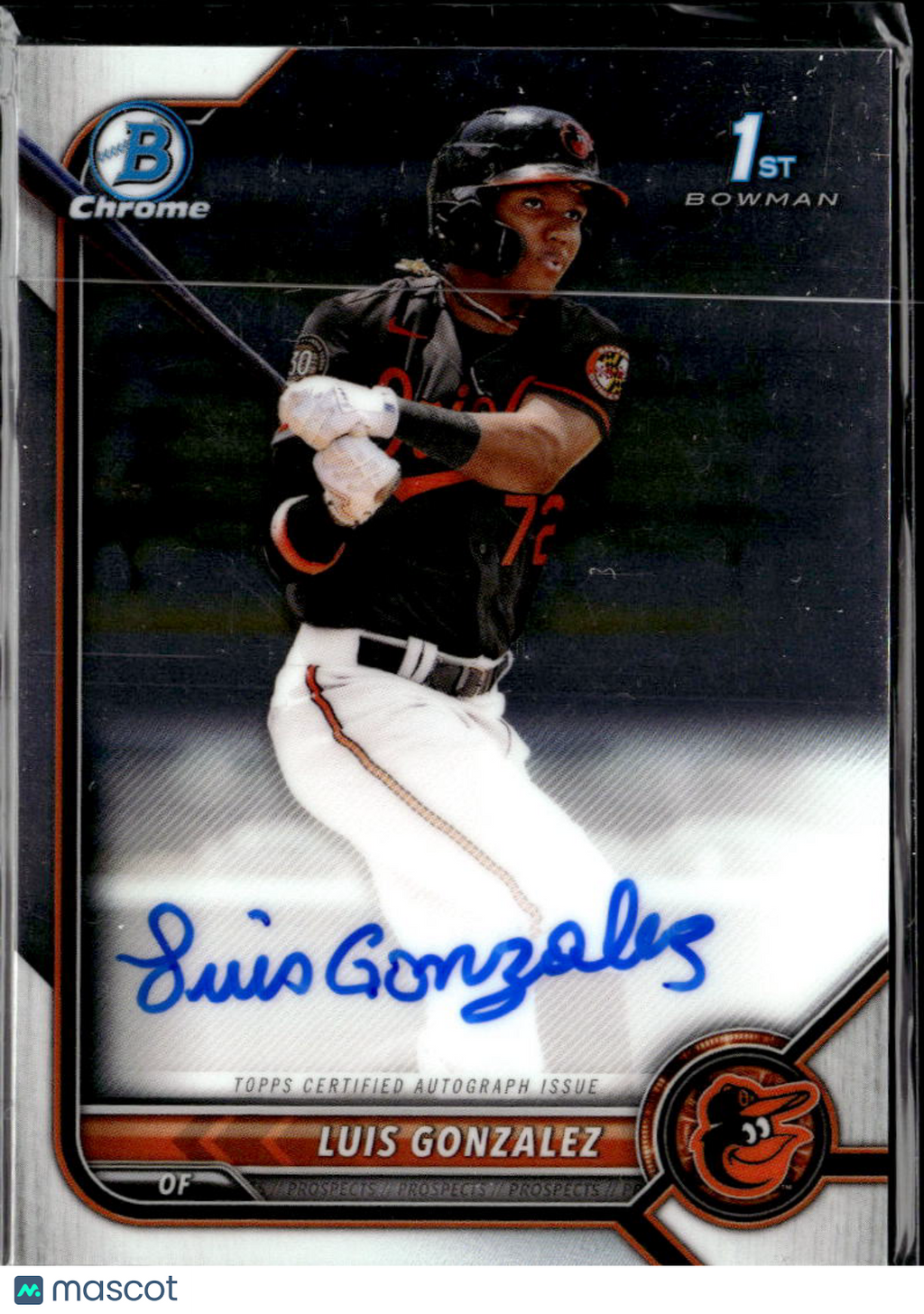 Luis Gonzalez 2022 Bowman Chrome 1st Auto Autograph Baltimore Orioles