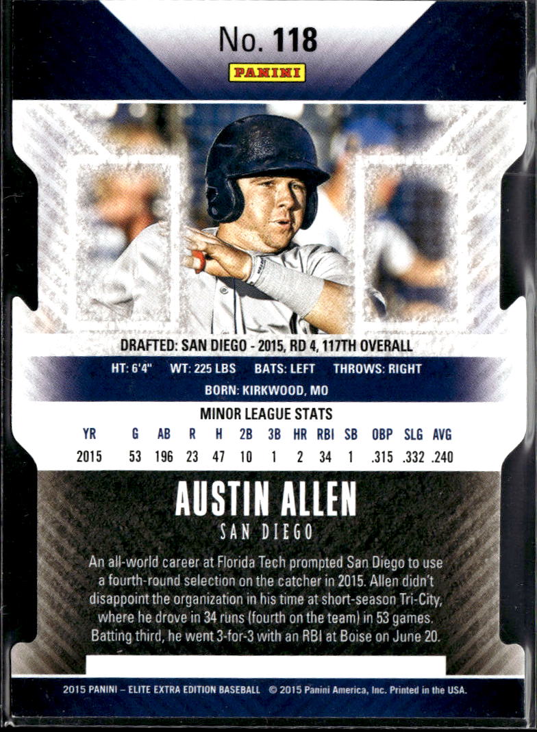 Austin Allen 2015 Elite Extra Edition Green RC 5/25 San Diego Padres
