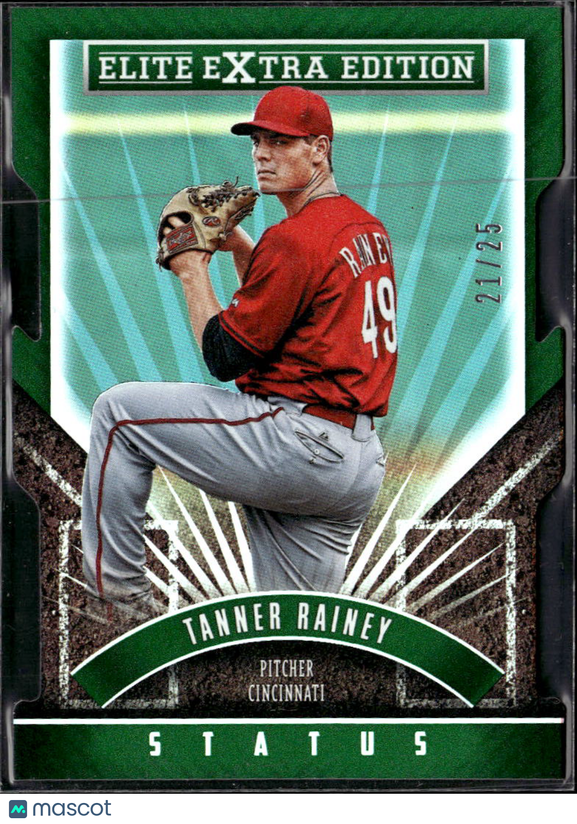 Tanner Rainey 2015 Elite Extra Edition Status Green 21/25 Cincinnati Reds