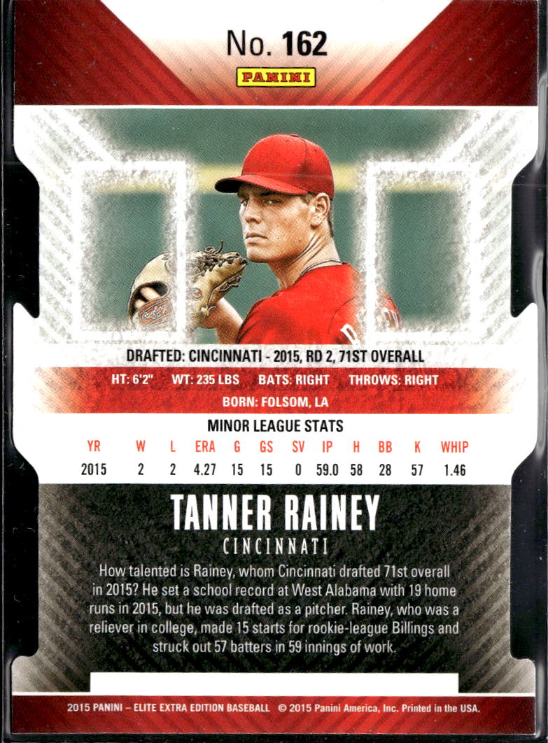 Tanner Rainey 2015 Elite Extra Edition Status Green 21/25 Cincinnati Reds