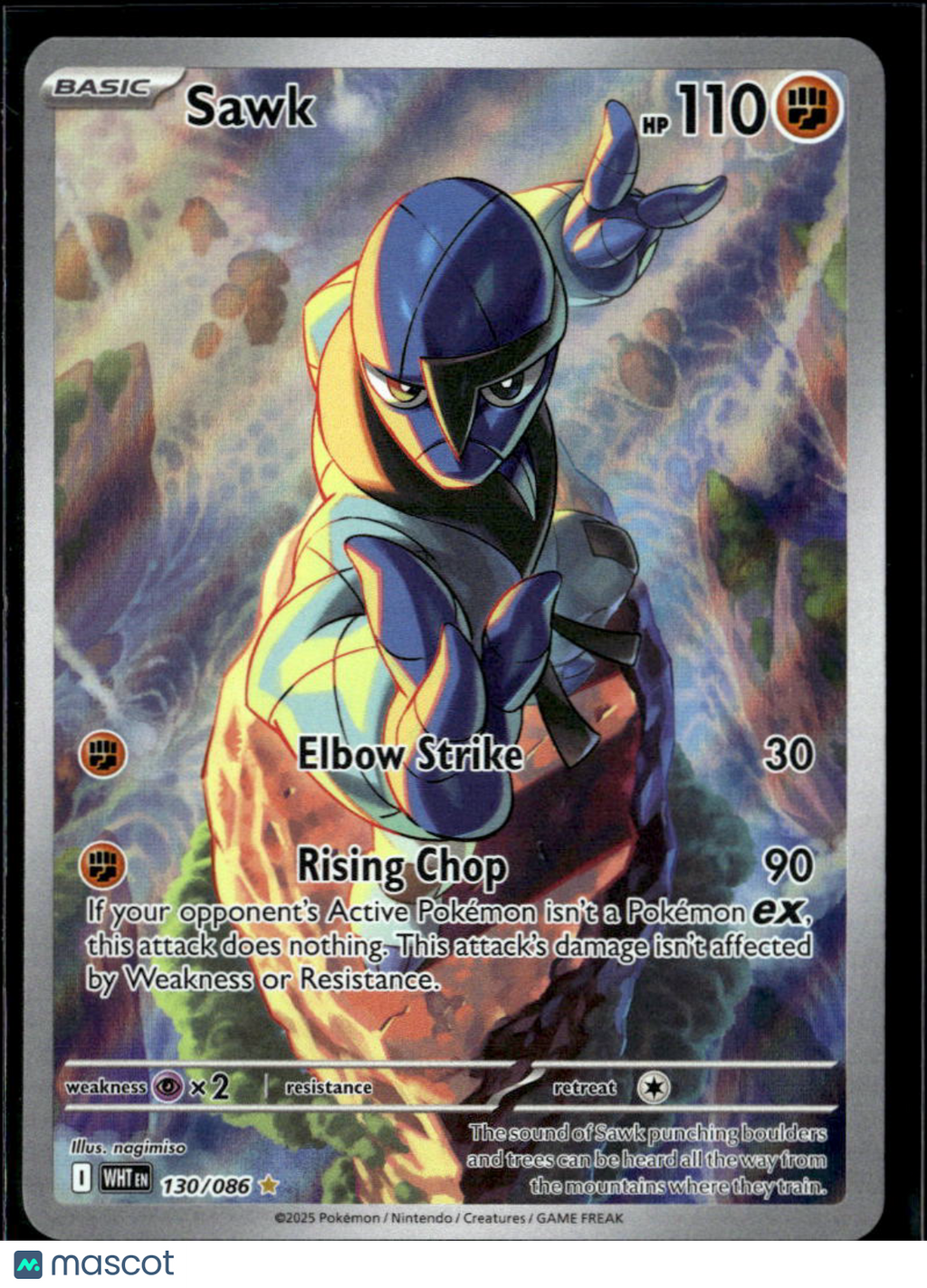 Sawk 2025 White Flare Holo Secret Rare #130/86
