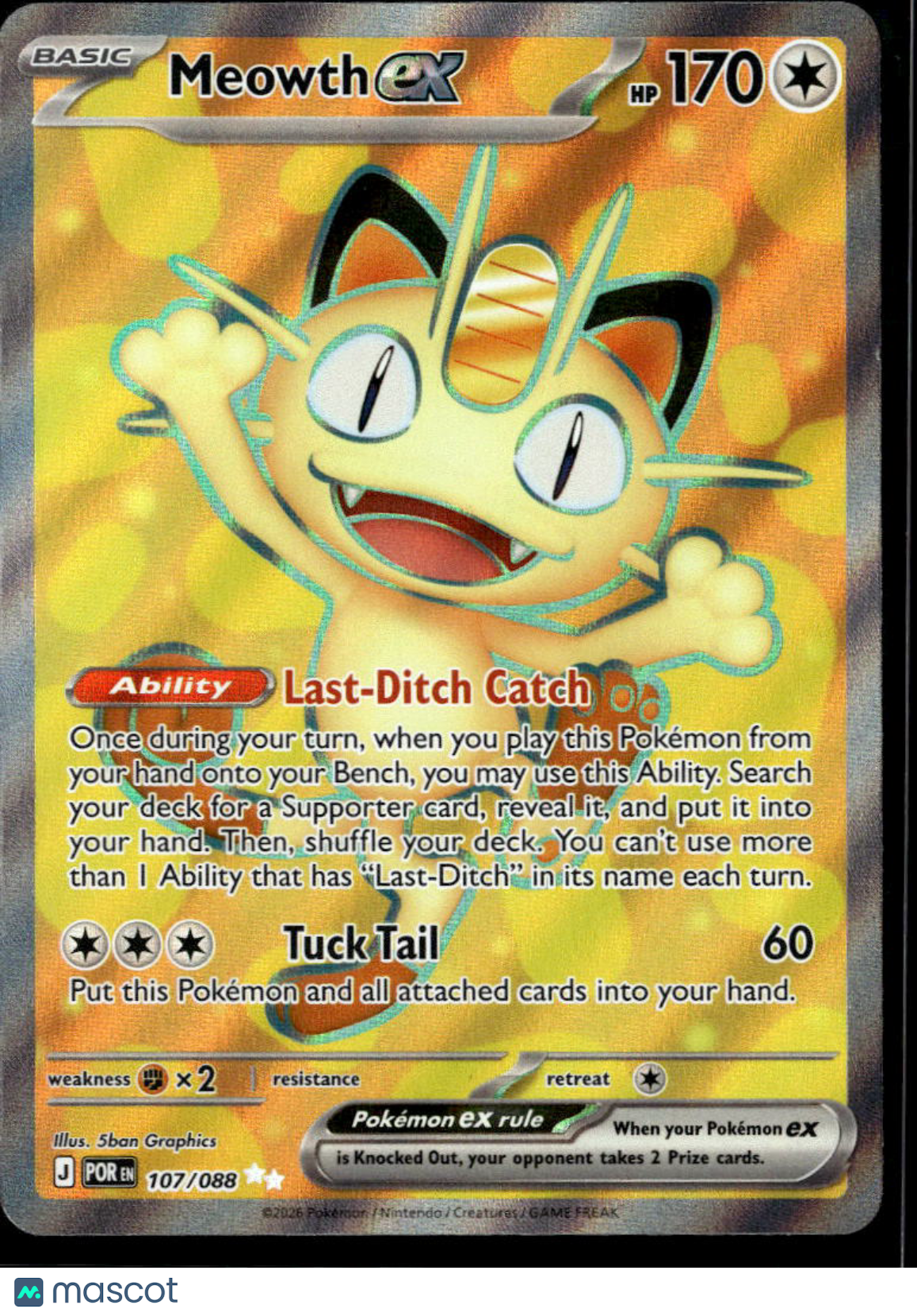 Meowth EX 2026 Mega Evolution – Perfect Order Holo Secret Rare UR FA #107/88