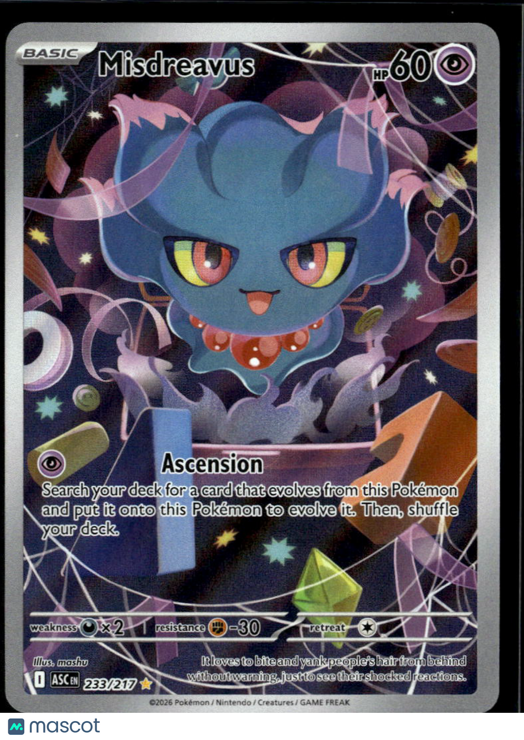 Misdreavus 2026 Mega Evolution – Ascended Heroes Holo Secret Rare #233/217