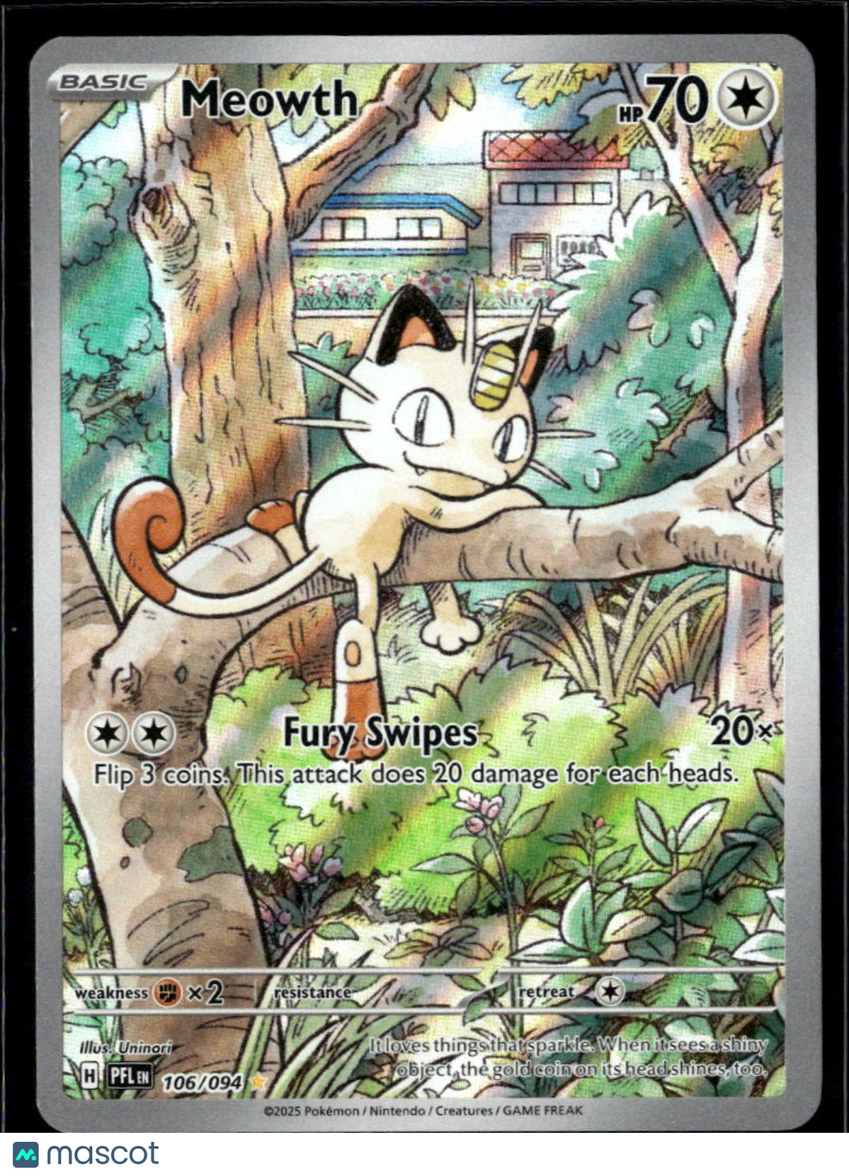 Meowth 2025 Mega Evolution – Phantasmal Flames Holo Secret Rare #106/94