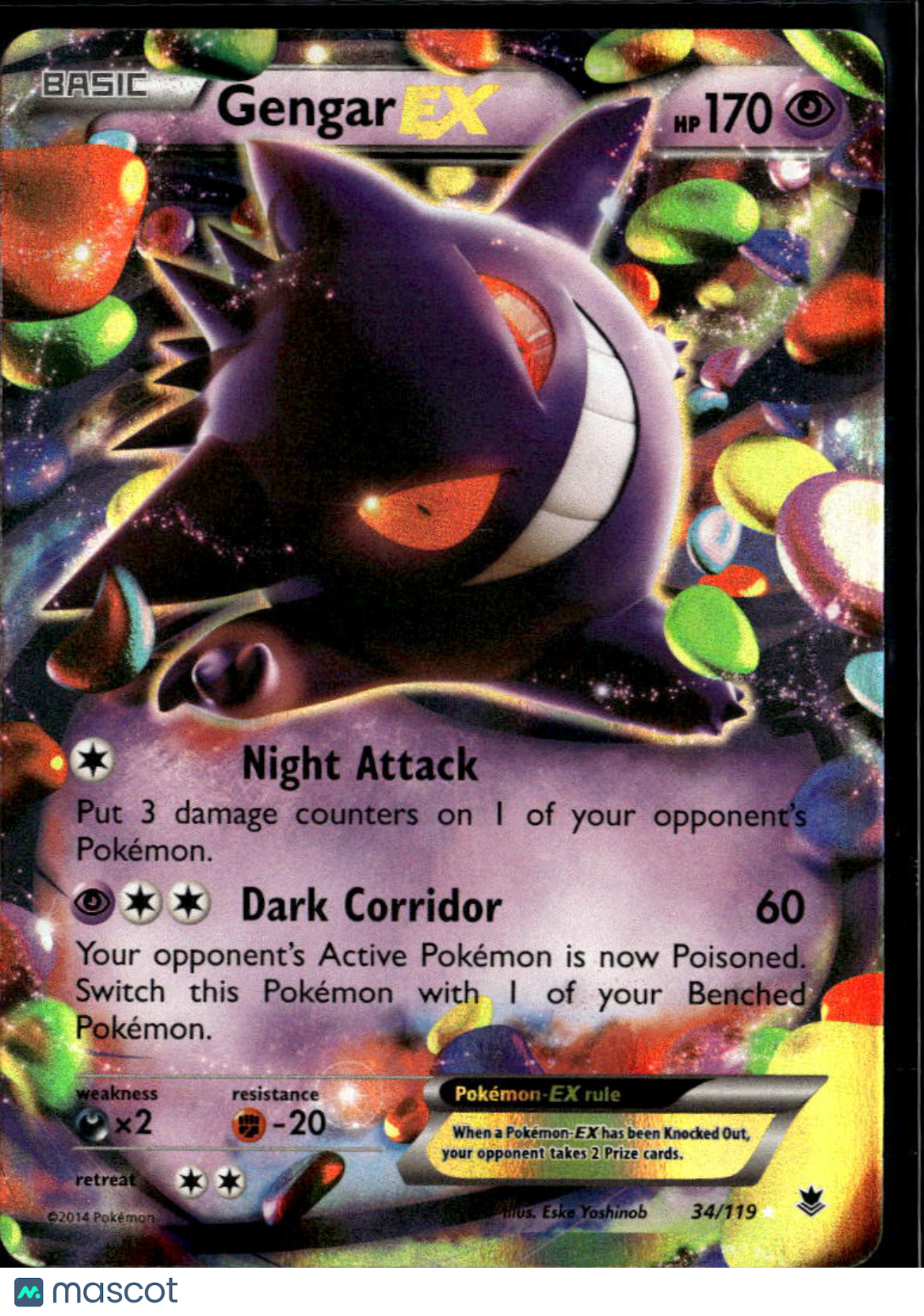 Gengar EX 2014 Phantom Forces Holo Rare #34/119