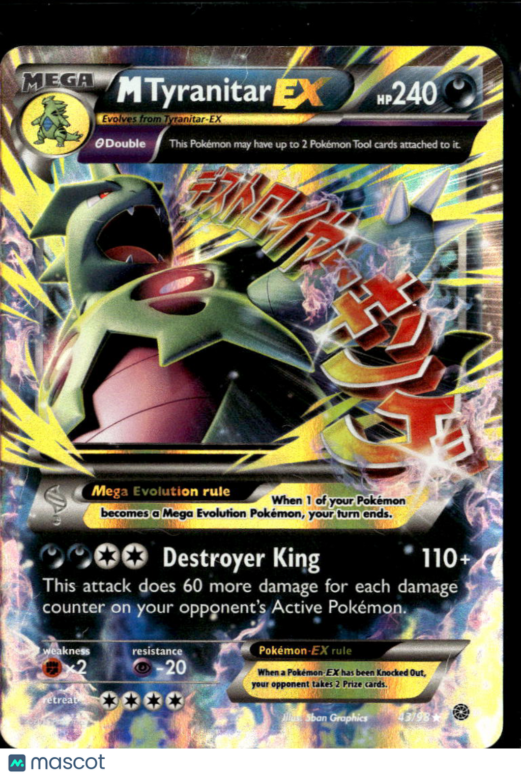 M Tyranitar EX 2015 Ancient Origins Holo Rare #43/98