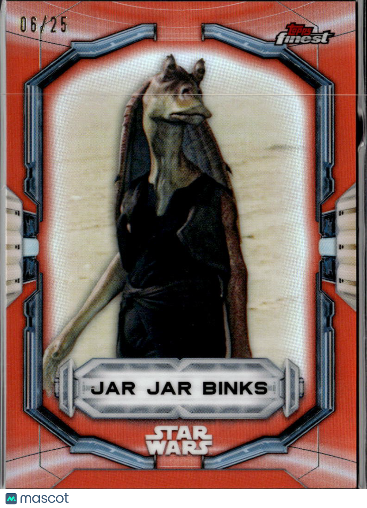 Jar Jar Bink 2022 Topps Finest Star Wars Orange Refractor 6/25 #52