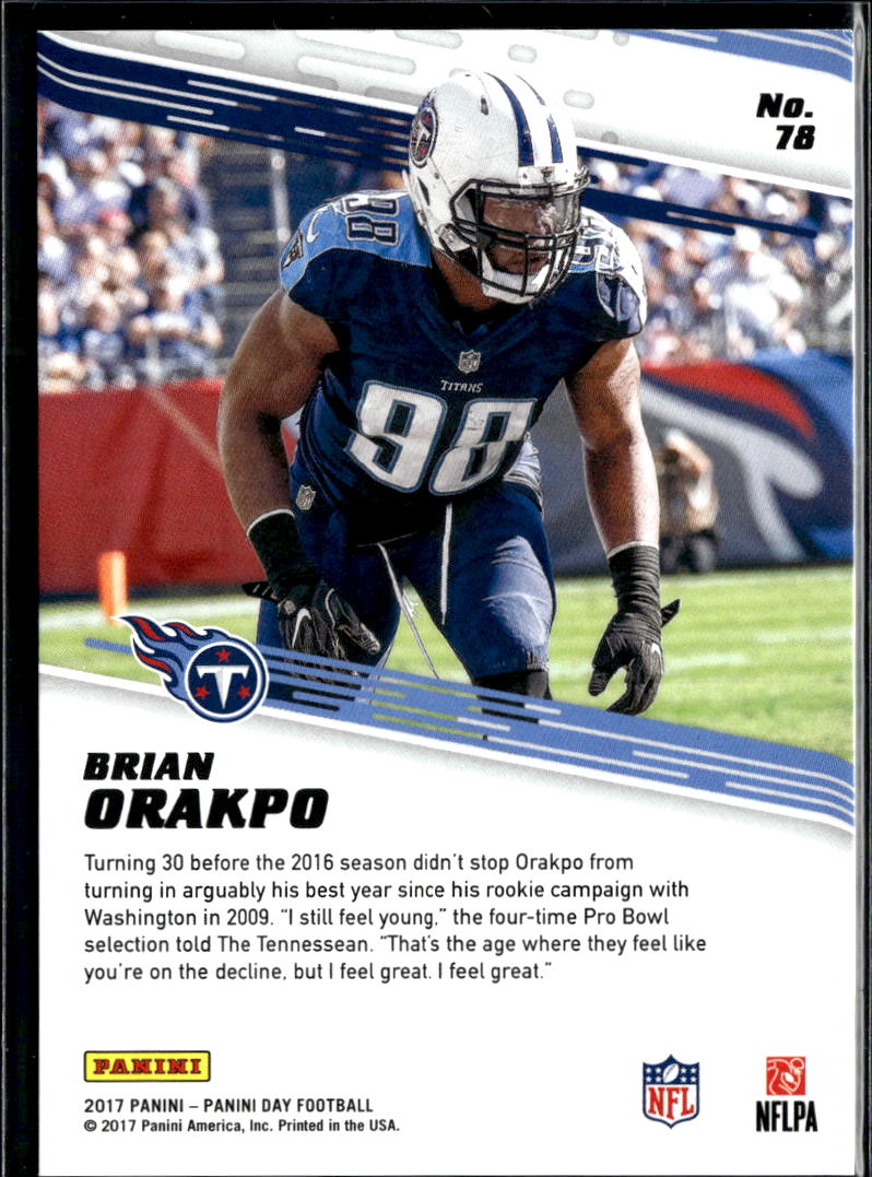 Brian Orakpo 2017 Panini Football 1/1 Texas Longhorns Tennessee Titans