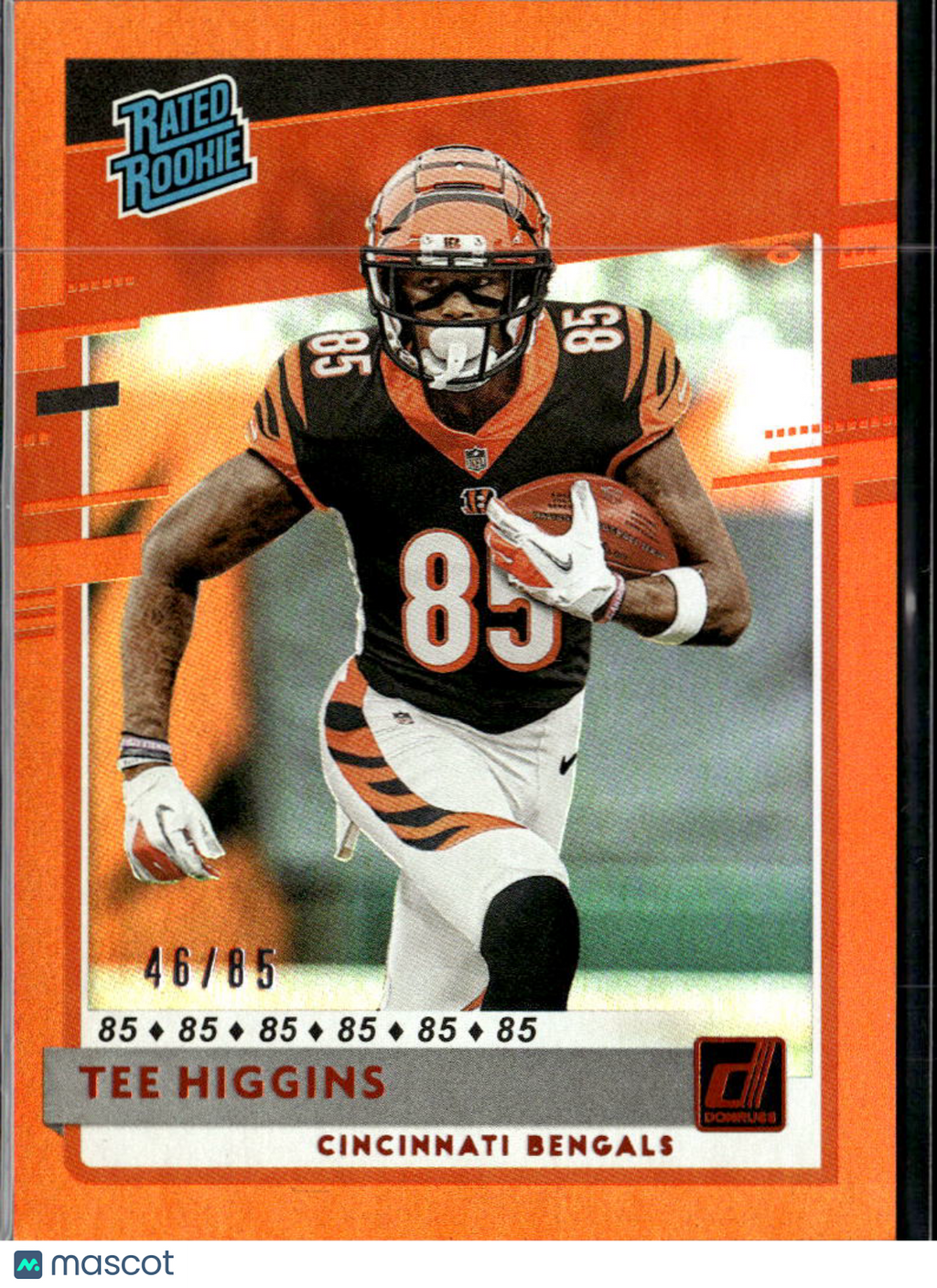 Tee Higgins 2020 Donruss Rated Rookie RC Orange 46/85 Cincinnati Bengals