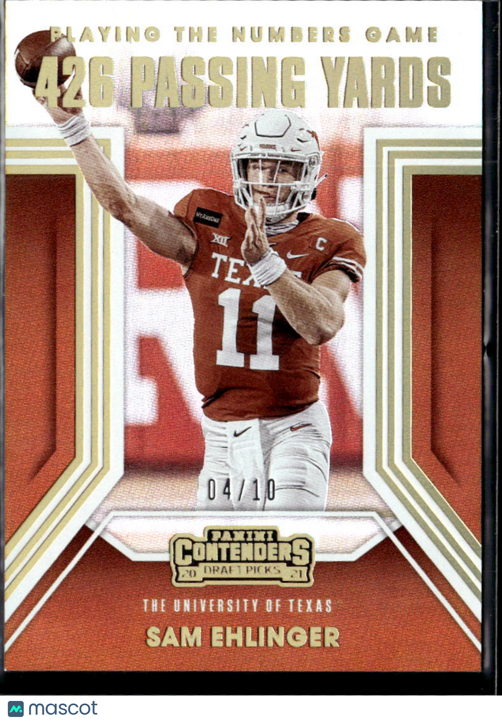 Sam Ehlinger 2021 Contenders Passing Grade GOLD Rookie RC 4/10 Texas Longhorns