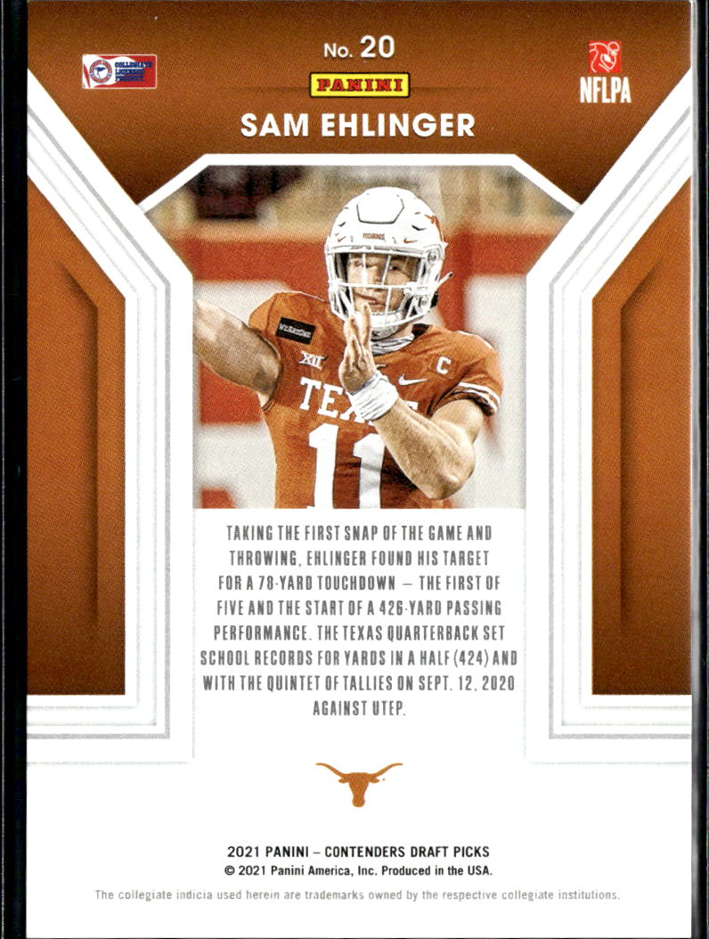 Sam Ehlinger 2021 Contenders Passing Grade GOLD Rookie RC 3/10 Texas Longhorns
