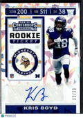 Kris Boyd 2019 Contenders Auto Autograph Cracked Ice RC 12/23 Longhorns Vikings