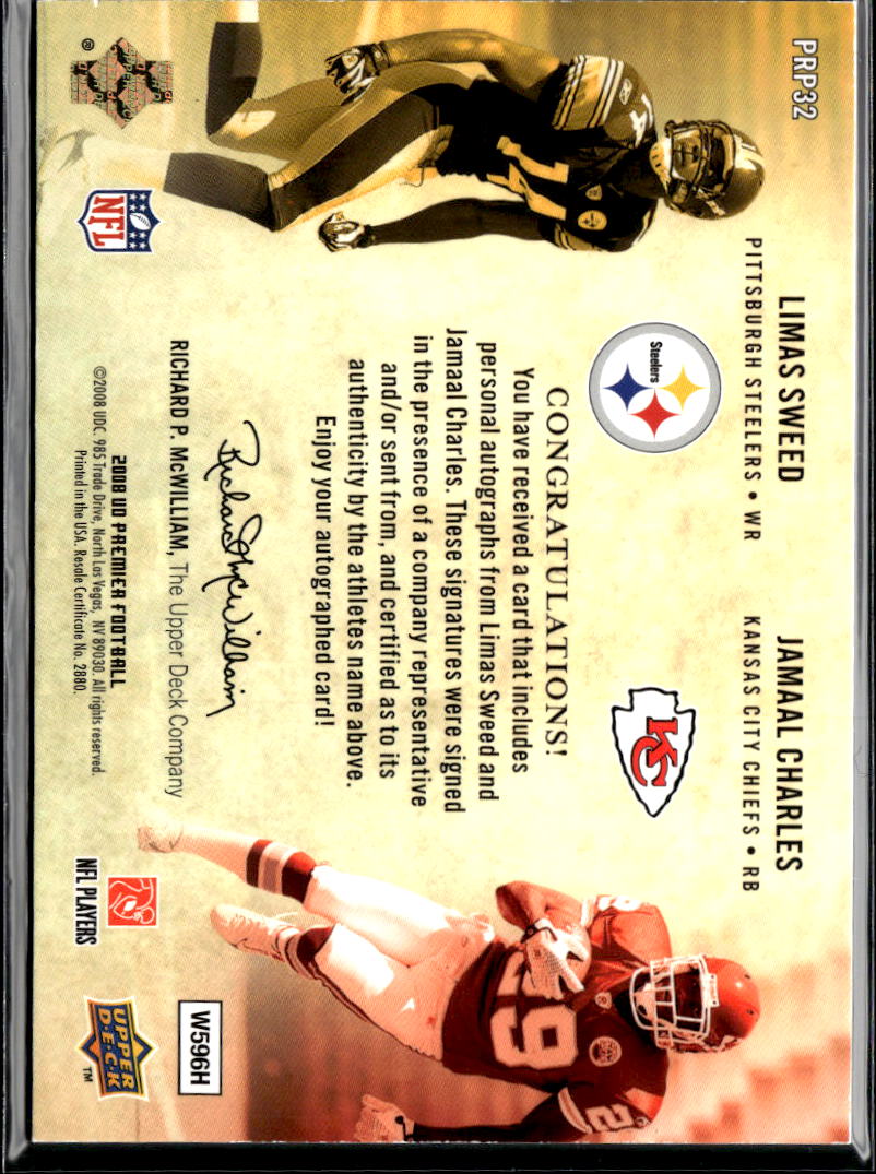 Jamaal Charles / Limas Sweed 2008 Upper Deck Dual Auto Autograph Longhorns 13/50