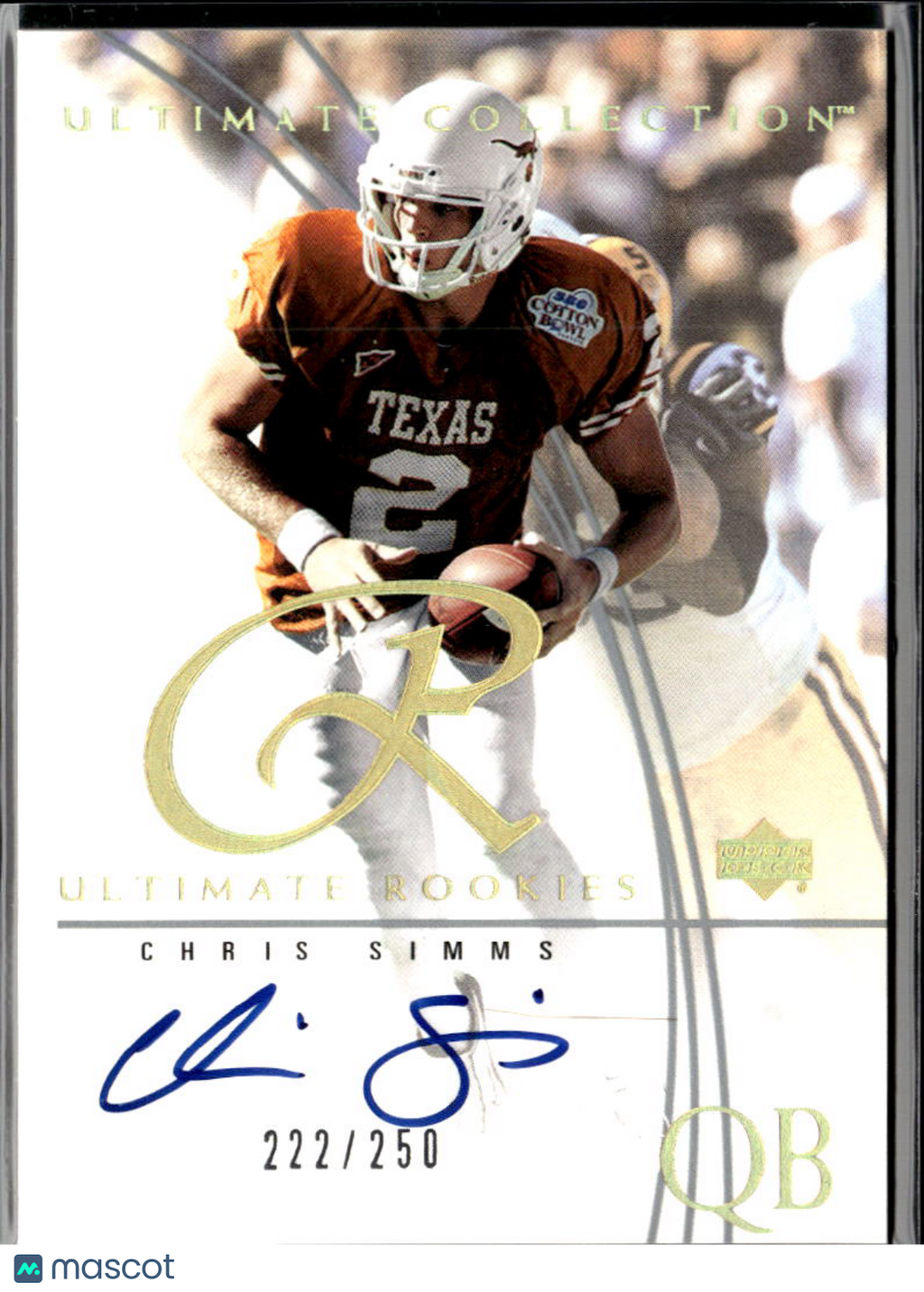 Chris Simms 2003 Upper Deck Ultimate Auto Autograph RC 222/250 Texas Longhorns