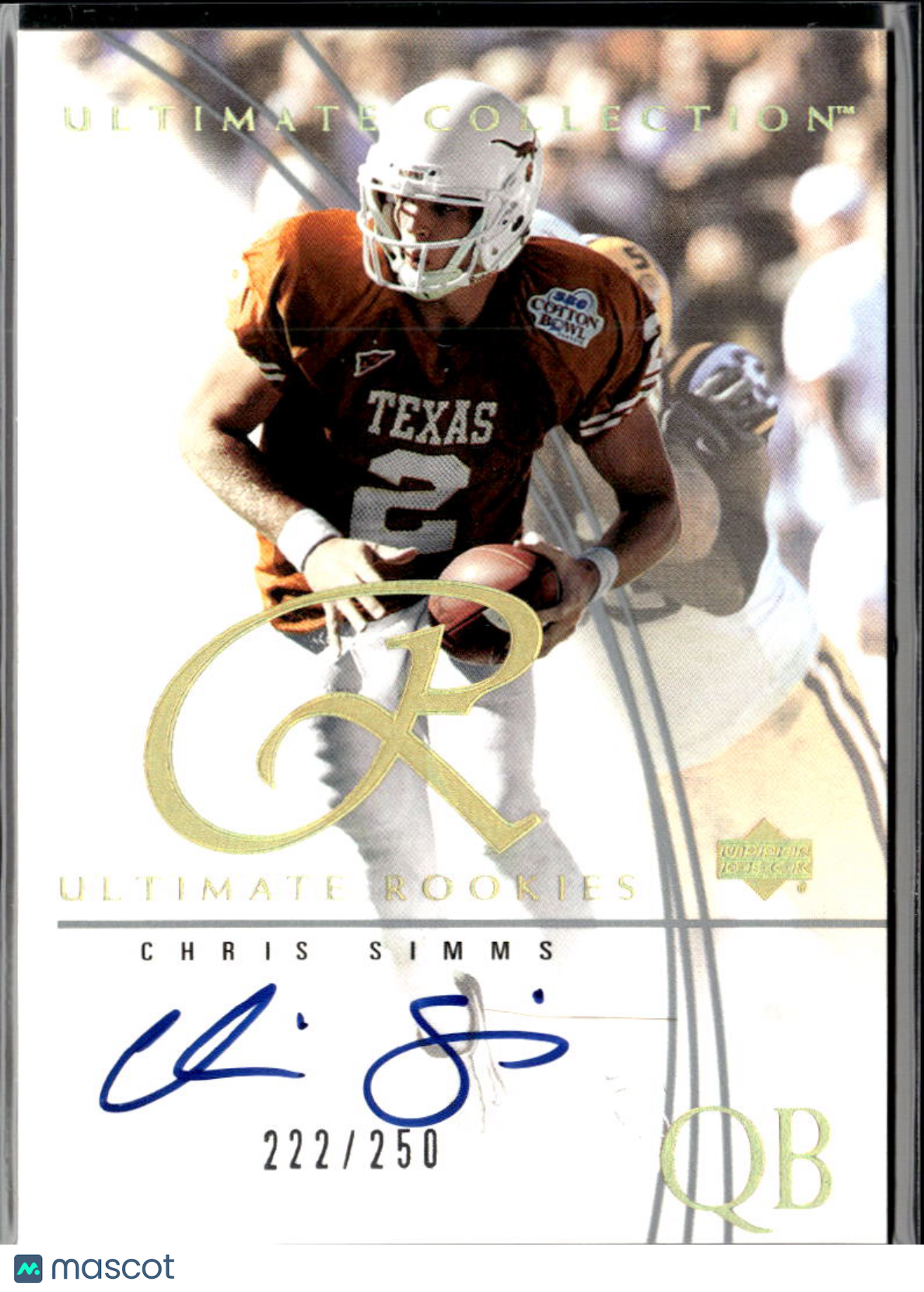 Chris Simms 2003 Upper Deck Ultimate Auto Autograph RC 222/250 Texas Longhorns