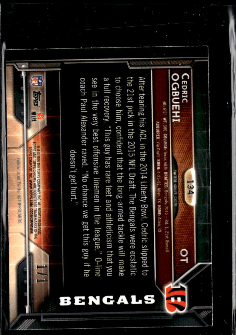 Cedric Ogbuehi 2015 Topps Chrome Mini SUPERFRACTOR 1/1 RC Cincinnati Bengals A&M