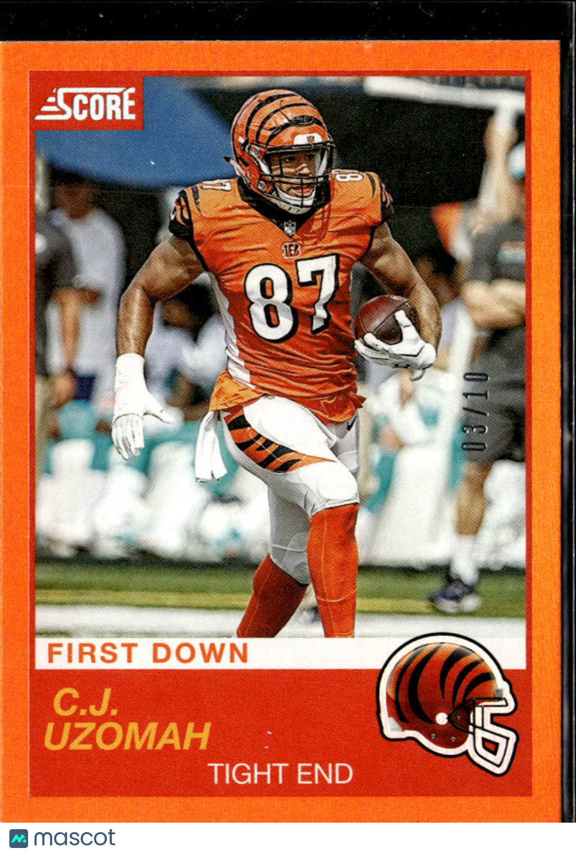 C.J. Uzomah 2019 Score First Down Orange SSP 3/10 Cincinnati Bengals
