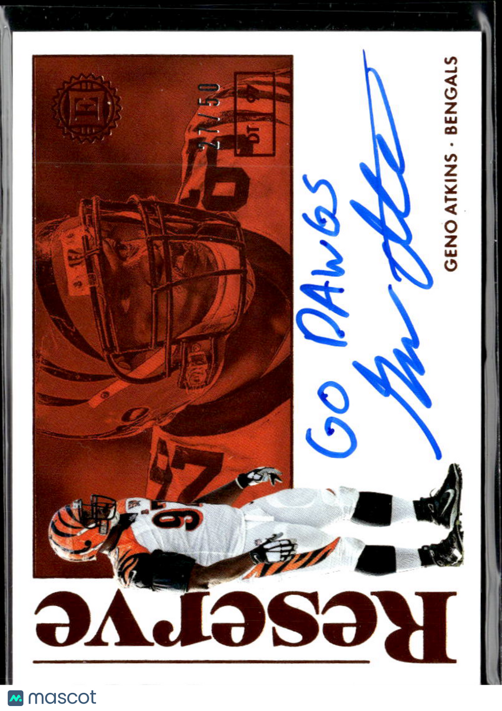 Geno Atkins 2018 Encased Inscription Auto Autograph 27/50 Bengals Georgia