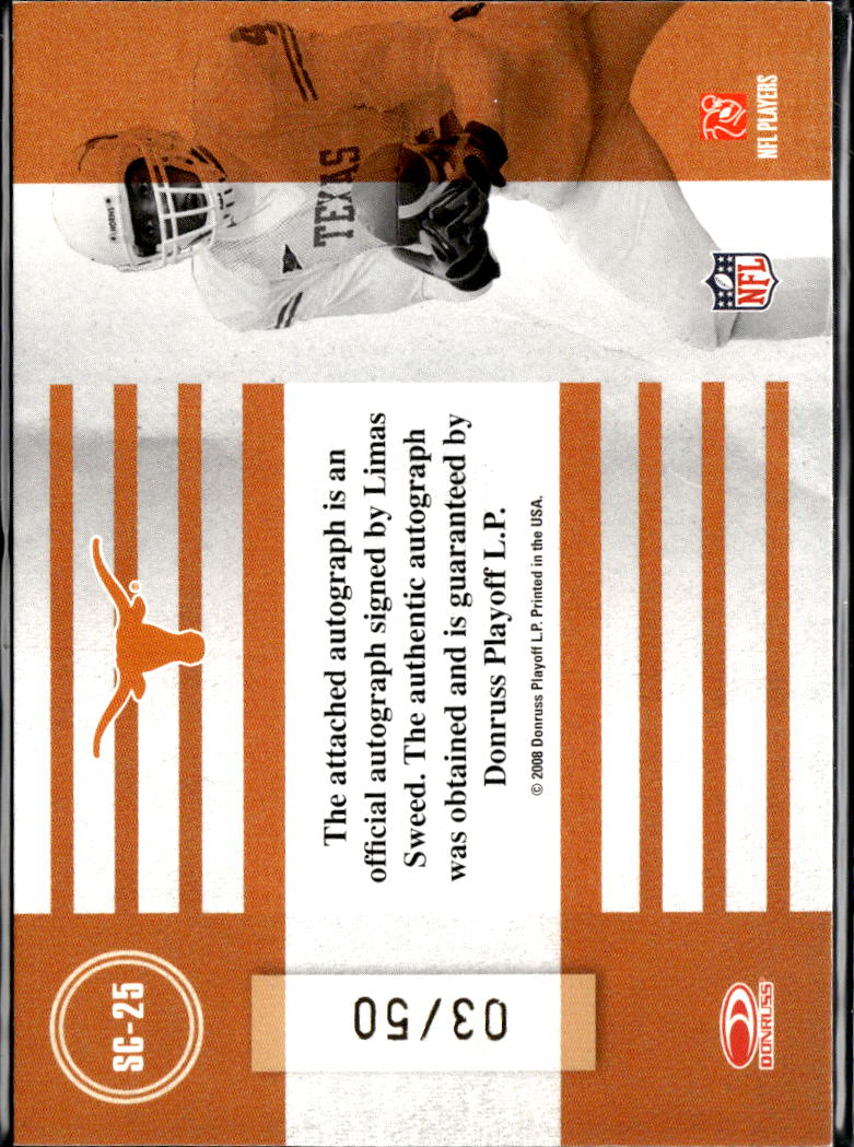 Limas Sweed 2008 Classics School Colors Auto Autograph 3/50 Texas Longhorns