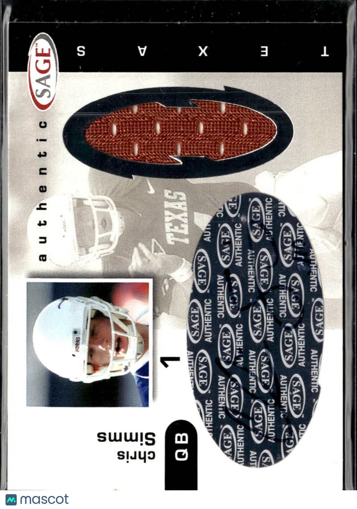 Chris Simms 2003 SAGE Auto Autograph RC Patch 3/10 Texas Longhorns