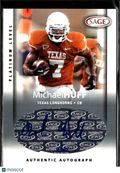 Michael Huff 2006 SAGE Platinum Auto Autograph RC 9/40 Texas Longhorns