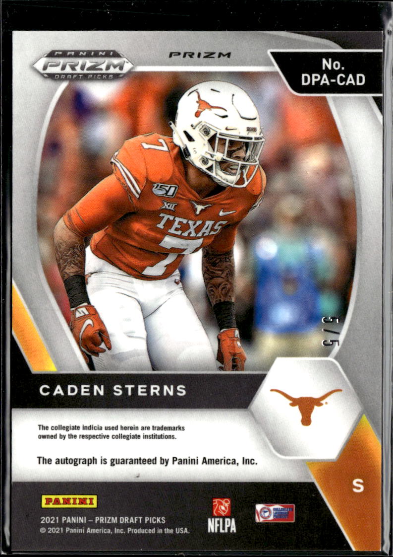 Caden Sterns 2021 Prizm Draft Auto Autograph Black Gold RC 5/5 Texas Longhorns
