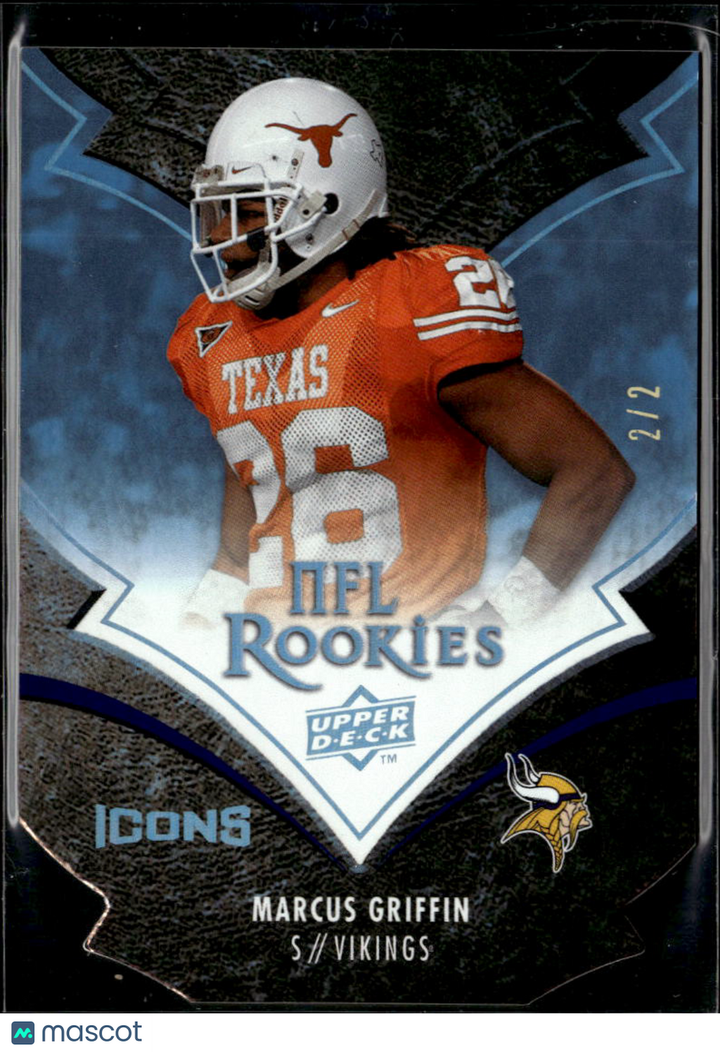 Marcus Griffin 2008 Upper Deck Icons SSP Rookie 2/2 Texas Longhorns Vikings