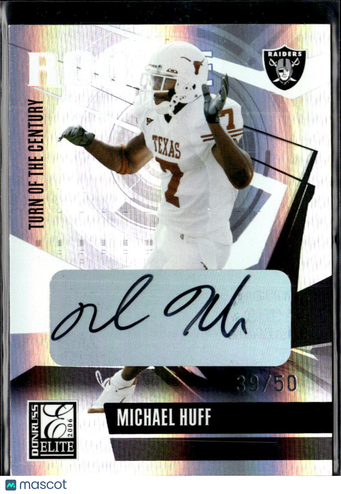 Michael Huff 2006 Donruss Elite Auto Autograph RC 39/50 Texas Longhorns Raiders