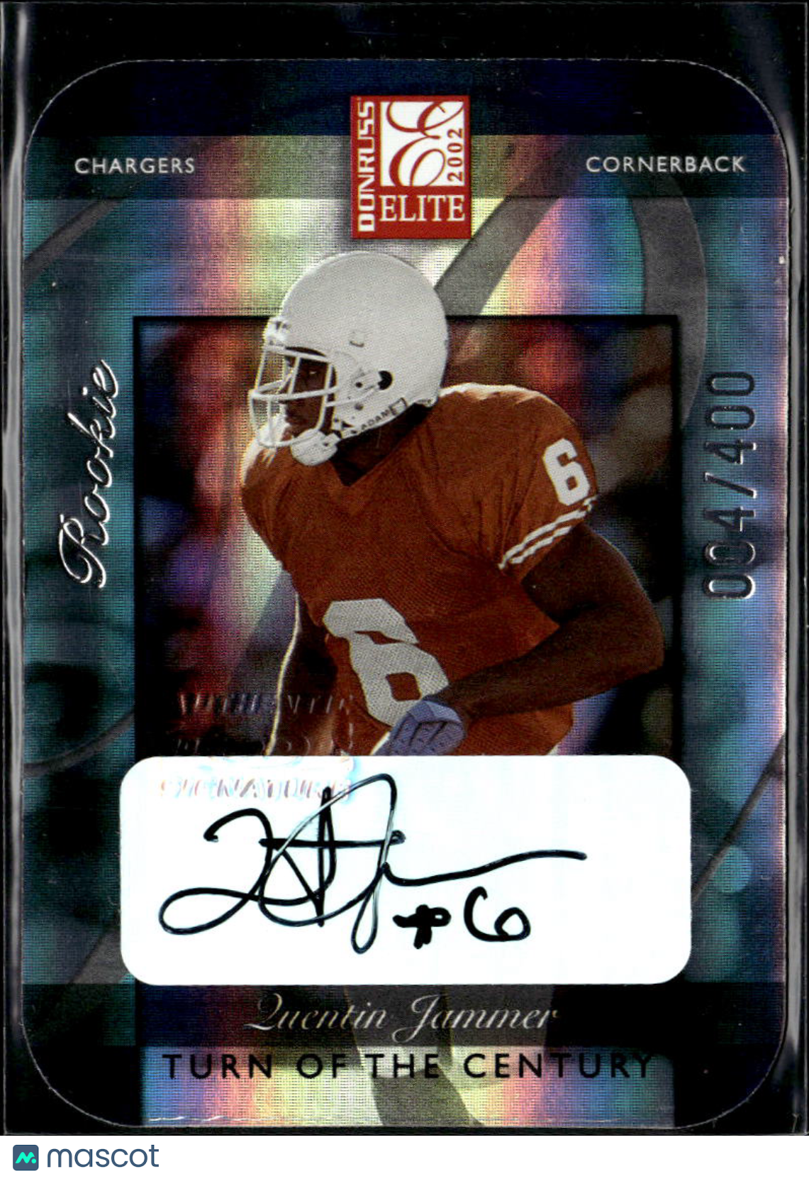 Quentin Jammer 2002 Elite Auto Autograph RC 4/400 Texas Longhorns Chargers