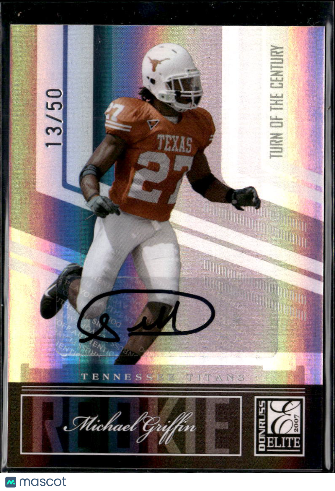 Michael Griffin 2007 Donruss Elite Auto Autograph RC /50 Texas Longhorns Titans