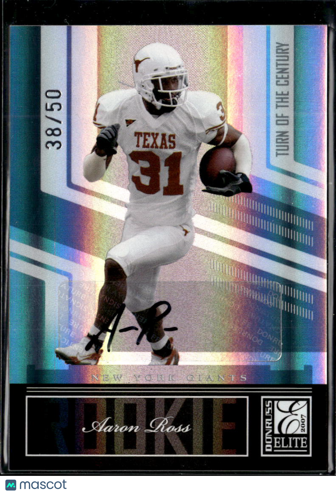 Aaron Ross 2007 Donruss Elite Auto Autograph RC 38/50 Texas Longhorns Giants