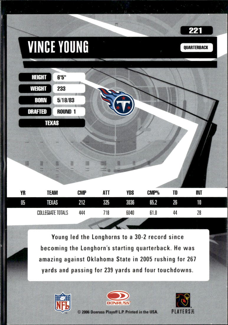 Vince Young 2006 Donruss Elite Rookie RC 229/599 Texas Longhorns Titans
