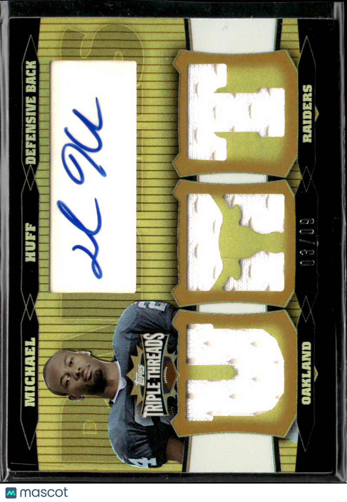 Michael Huff 2006 Topps Triple Threads Auto Autograph Patch 3/9 Texas Longhorns
