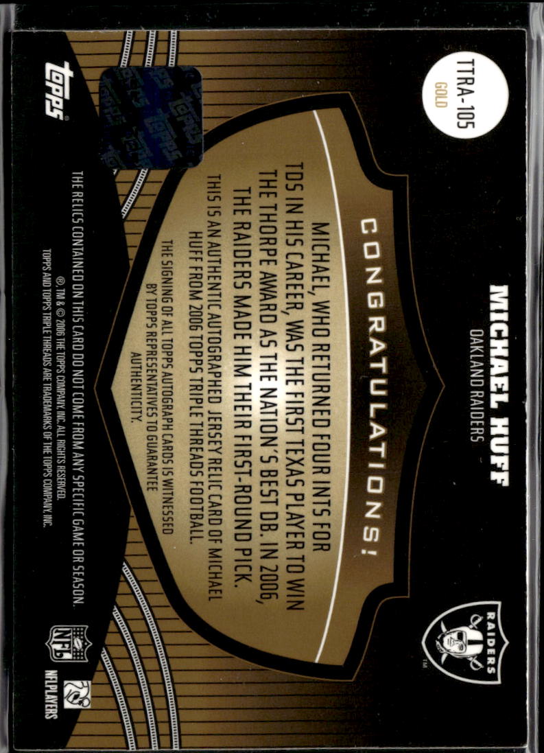 Michael Huff 2006 Topps Triple Threads Auto Autograph Patch 3/9 Texas Longhorns