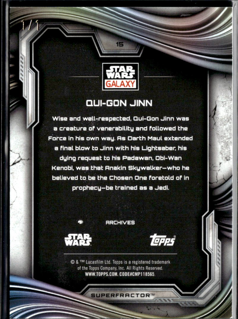 Qui-Gon Jinn 2025 Topps Star Wars Galaxy SUPERFRACTOR 1/1 #15