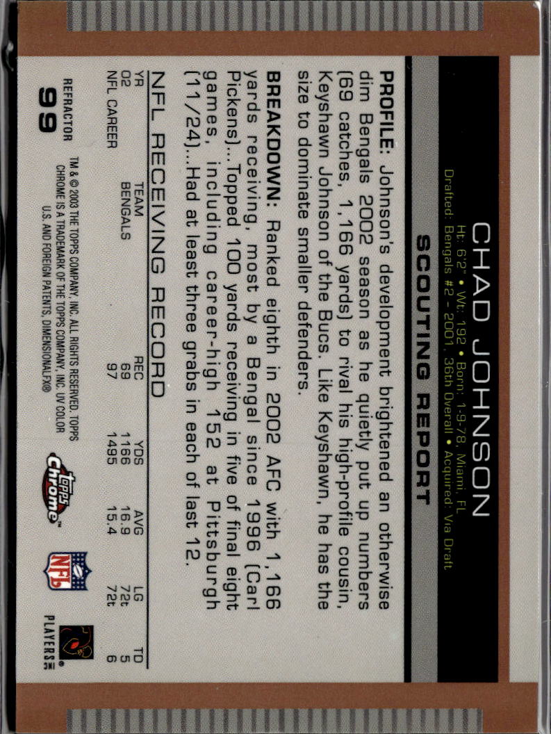Chad Johnson 2003 Topps Chrome Gold Refractor Cincinnati Bengals